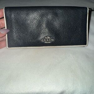 Coach Black Wallet with White Trim
